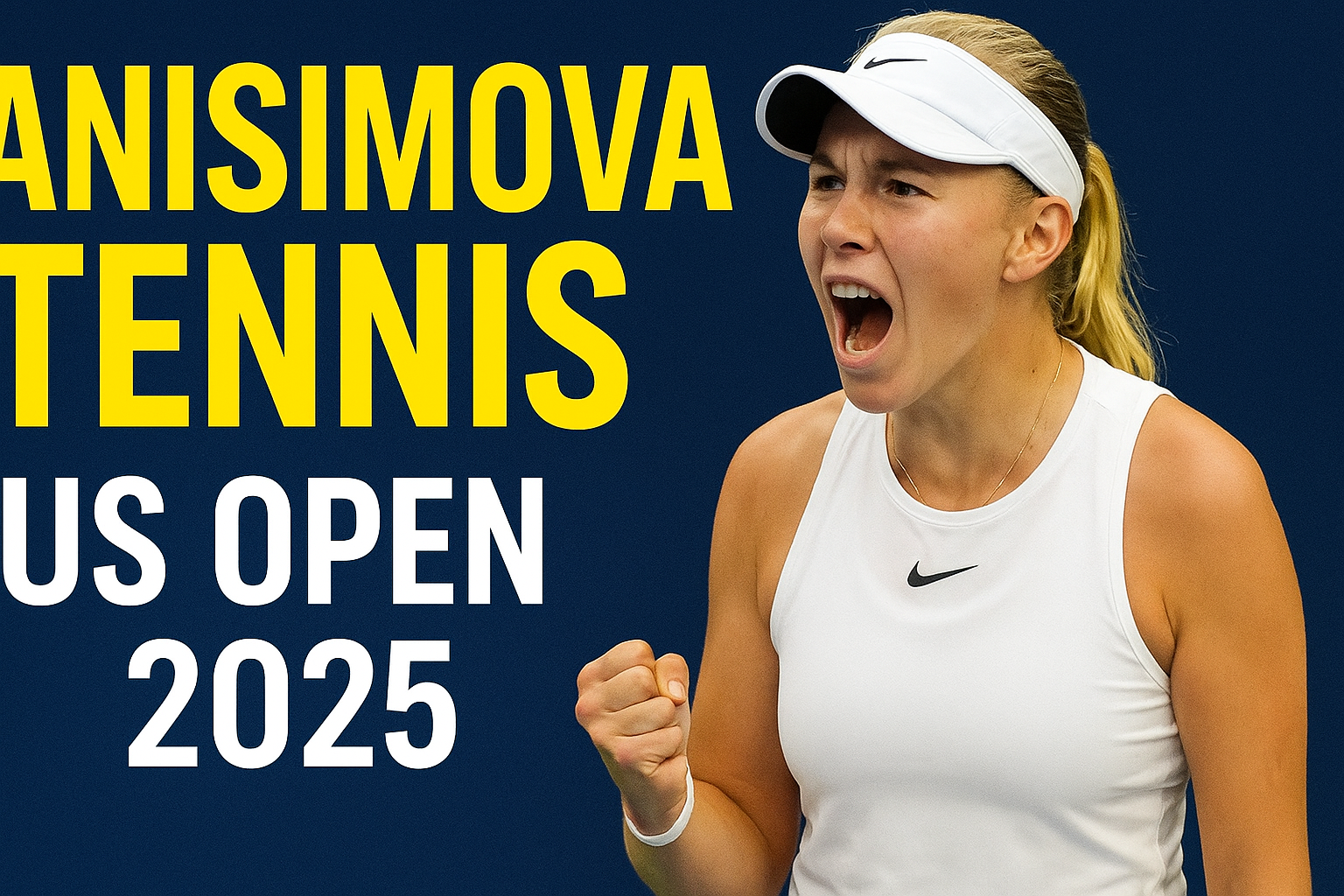 Amanda Anisimova celebrates victory over Iga Swiatek at US Open 2025 quarterfinal match